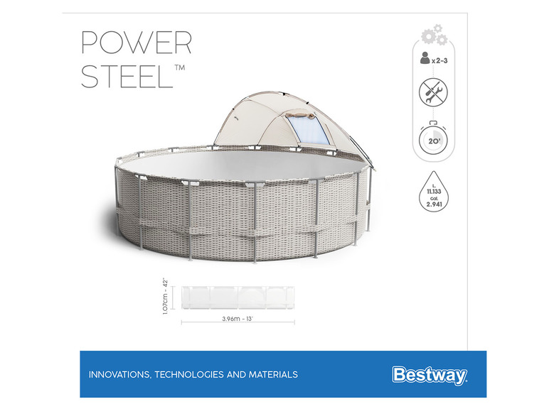 Prejsť na zobrazenie na celú obrazovku: Bestway Bazén Power Steel s filtráciou, 396 x 107 cm – obrázok 15