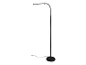 Čierna LED stojaca lampa s ohnutým ramenom.