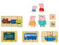 Drevené kocky s Peppa Pig, vlakom, autobusom a loďou.