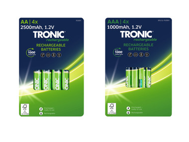 TRONIC® Nabíjateľné batérie Ni-MH, 4 kusy