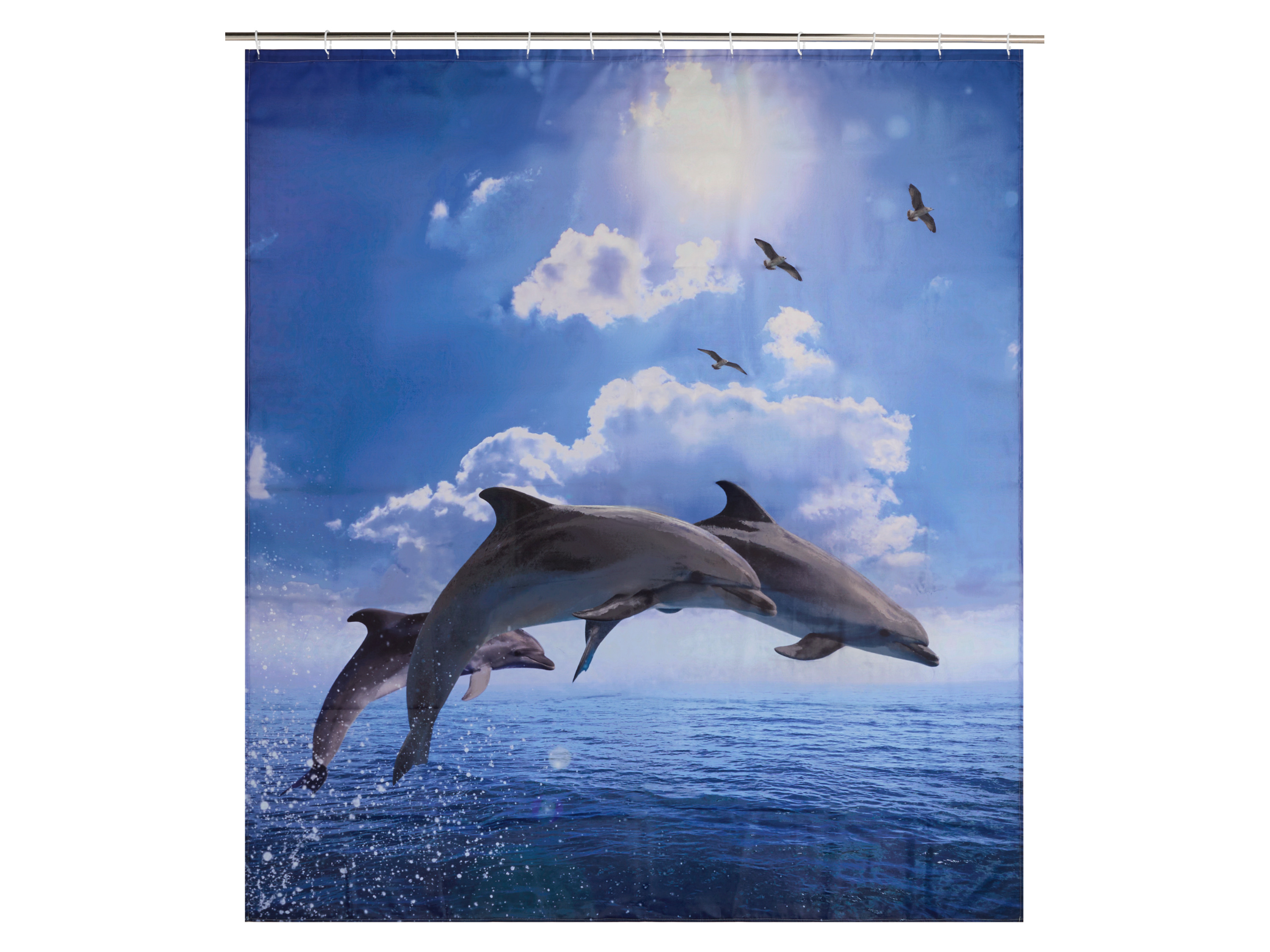 LIVARNO® Sprchový záves, 180 x 200 cm (s delfínmi)