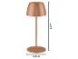 Medená stolová lampa, vysoká 20 cm s podstavcom s priemerom 8 cm.