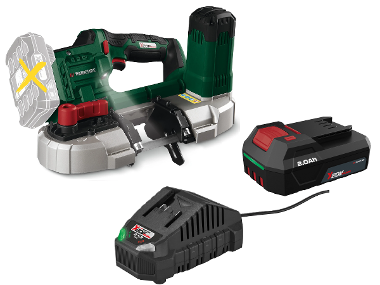 PARKSIDE® Aku pásová píla 20 V PMBA 20-Li A1 + Akumulátor 20 V/2 Ah + Nabíjačka 20 V/2,4 A