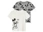 Dve tričká s Mickey Mouseom, jedno s potlačou Mickey Mouse a druhé s obrázkom Mickey Mouse.