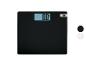 Čierna kúpeľňová váha s digitálnym displejom zobrazujúcim „0.0 kg“.