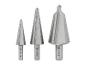 Tri kužeľové vŕtačky s rôznymi priemermi.