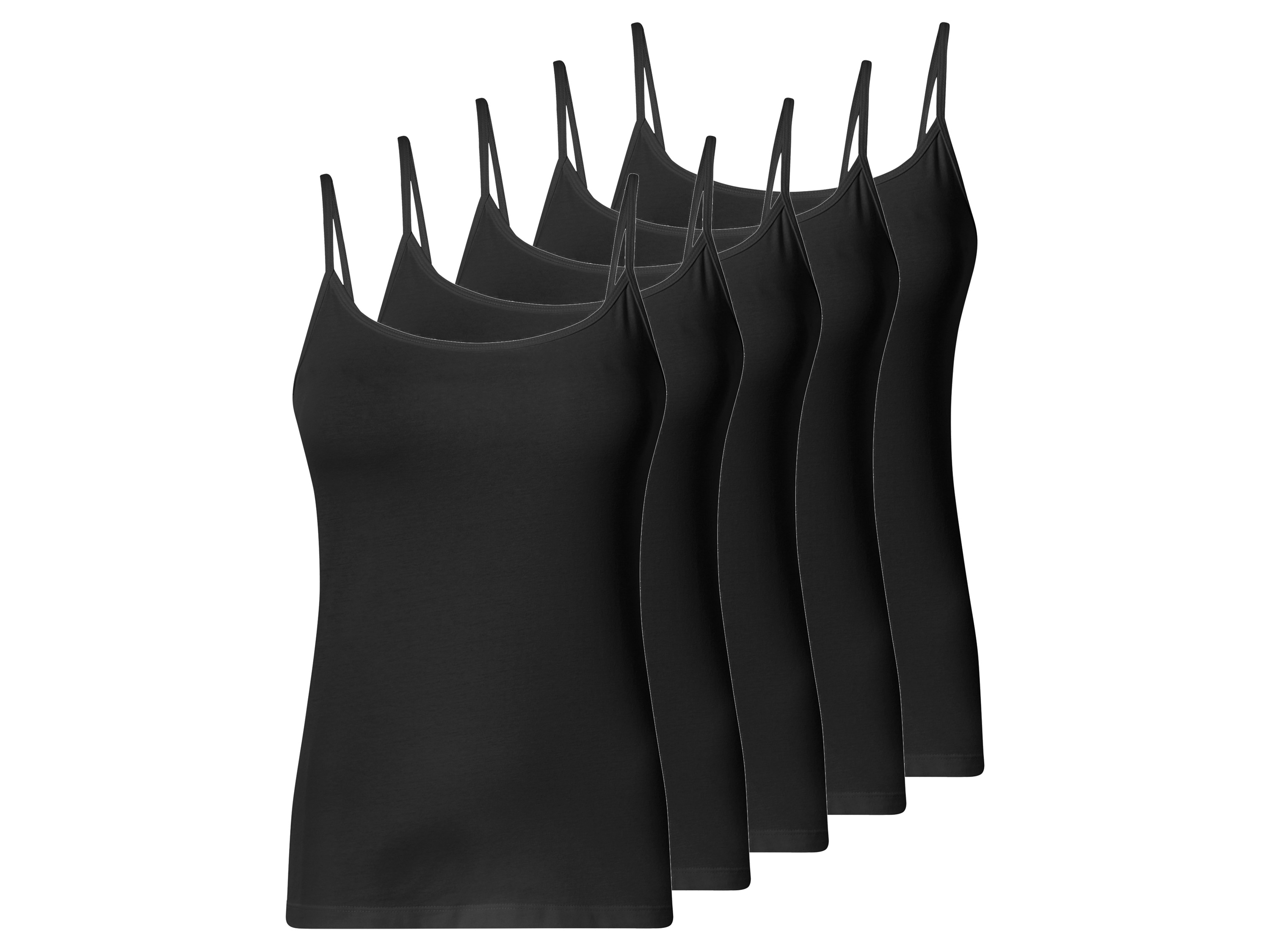 esmara® Dámsky top s úzkymi ramienkami, 5 kusov (čierna, M (40/42))