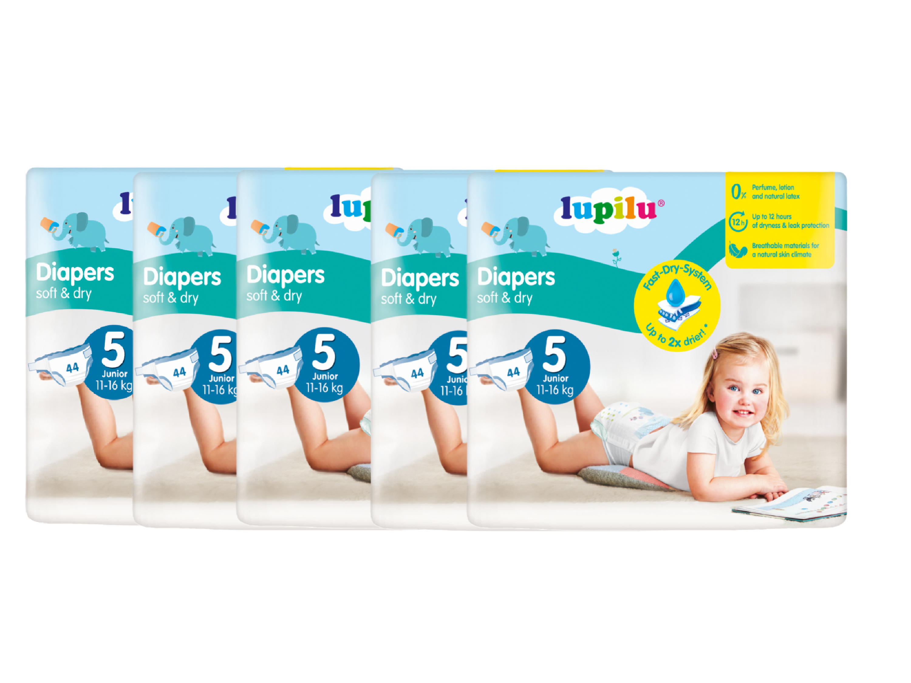 lupilu® Detské plienky Junior 5, 220 kusov