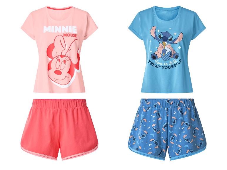 Dámske pyžamo s tričkom a šortkami: ružové s Minnie Mouse a modré so Stitchom.