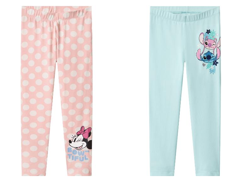 Detské legíny Minnie Mouse s ružovými bodkami a modré legíny Stitch a Angel