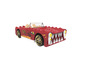 Červené Hot Wheels auto s dizajnom draka.