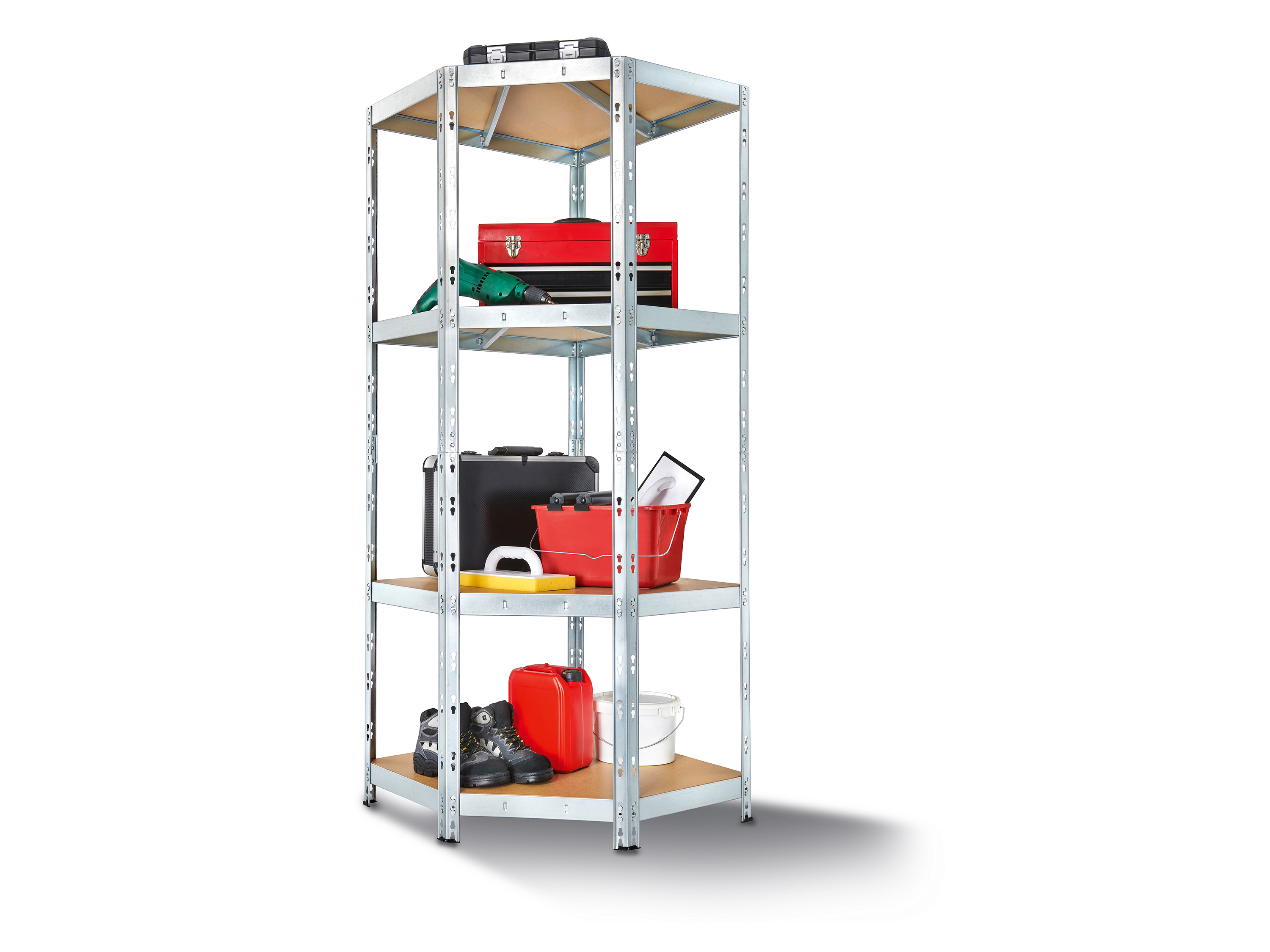 PARKSIDE® Rohový regál so 4 policami Rivet, 180 x 70 x 70 x 40 cm
