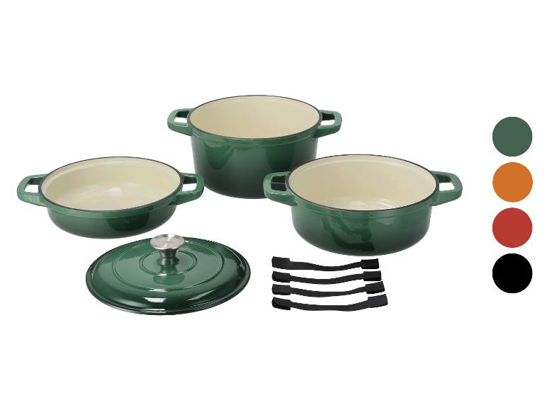 SILVERCREST® Súprava liatinových hrncov Premium, 3-dielna