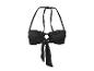 Čierny halter bikinový top s predným viazaním a detailom krúžku.