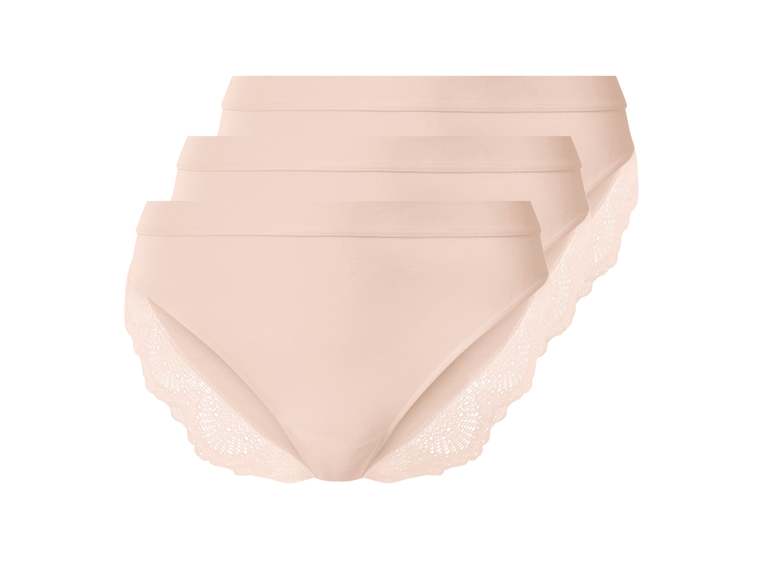 esmara® Dámske nohavičky s čipkou, 3 kusy (bledoružová, S (36/38))