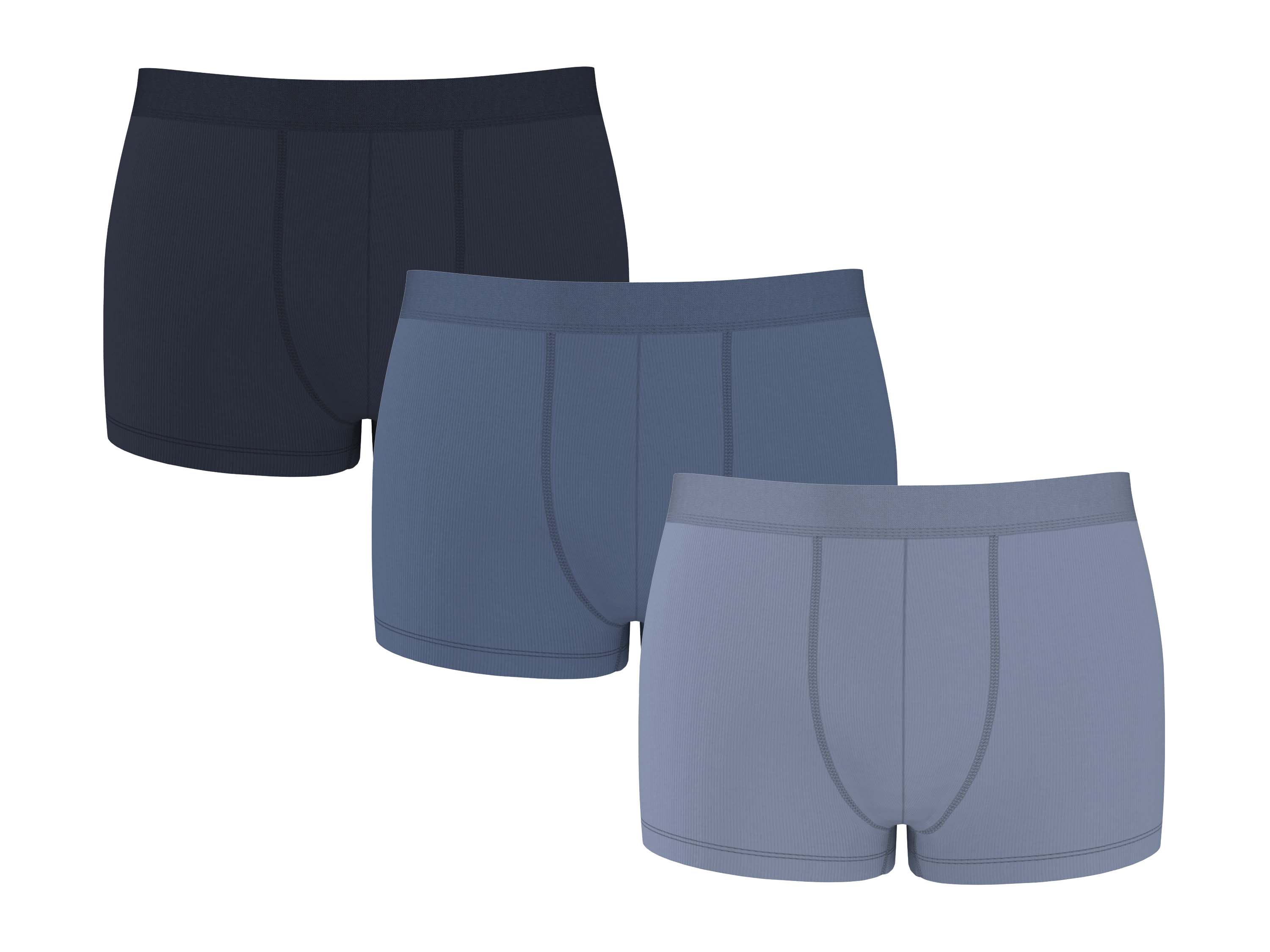 ESMARA MEN Pánske rebrované boxerky, 3 kusy (navy modrá/modrá, XL)