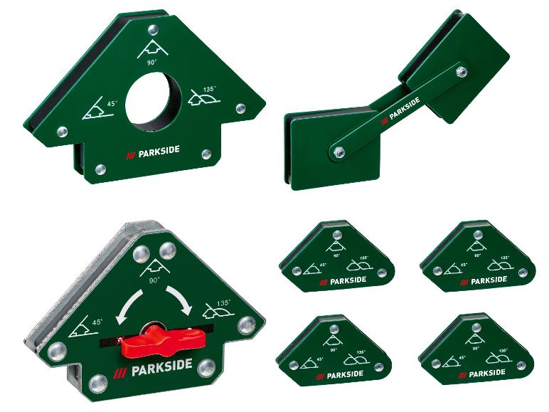 Magnetické rohy Parkside na pripevnenie materiálov.