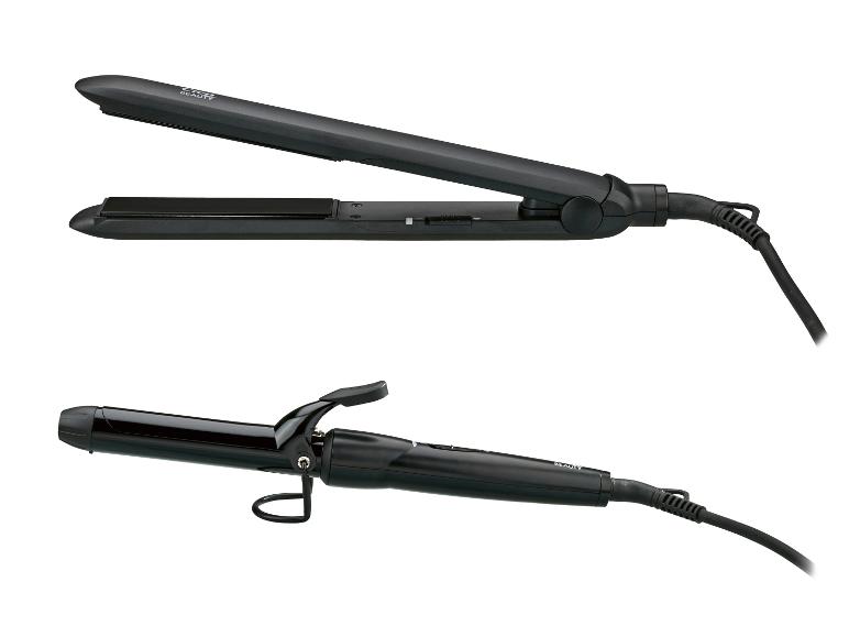 Žehlička na vlasy a kulma Cien Beauty v čiernej farbe.