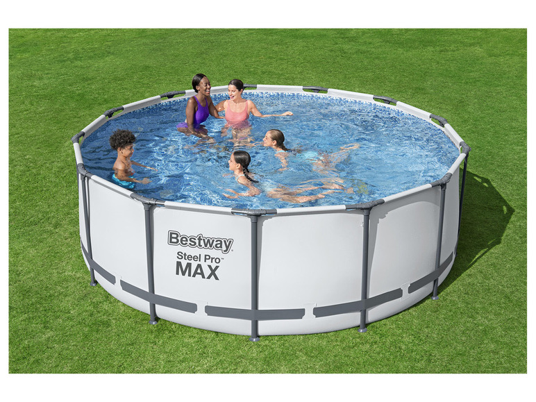 Prejsť na zobrazenie na celú obrazovku: Bestway Bazén s oceľovým rámom Steel ProMAX™ s filtračním zariadením a schodíkmi, Ø 396 x 122 cm – obrázok 4
