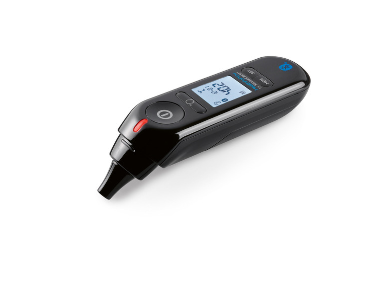 Čierna digitálna teplomer s Bluetooth pripojením.