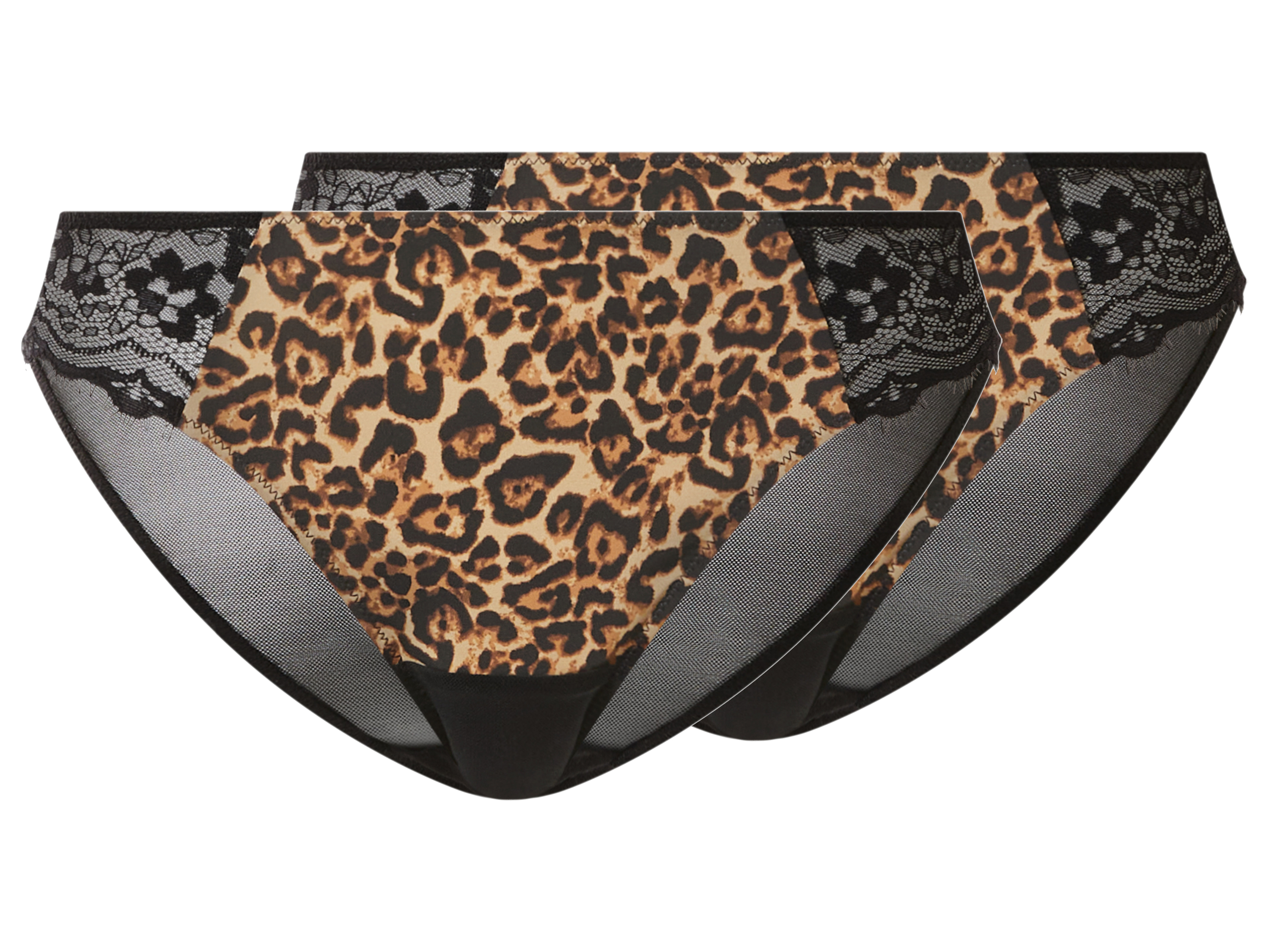 esmara® Dámske nohavičky s čipkou, 2 kusy (leopardí vzor, XS (32/34))