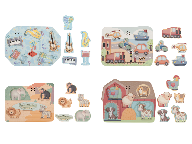LUPILU® Detské drevené puzzle so zvukom