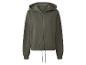 Olivovo zelená mikina na zips s kapucňou.