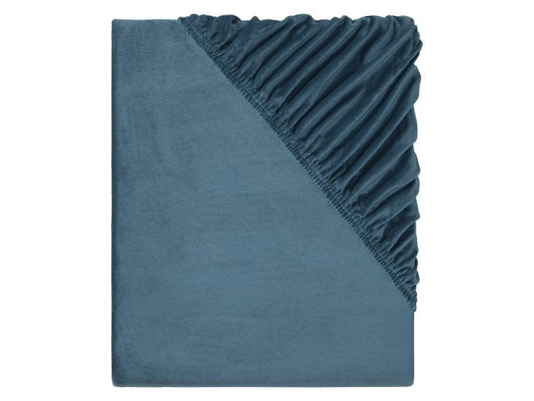 LIVARNO home Plyšová napínacia plachta, 90-100 x 200 cm (modrá)
