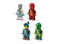 Štyri LEGO Ninjago minifigúrky: Zane, Kai, Nya a Lloyd, v ich oblečení Prime Empire.