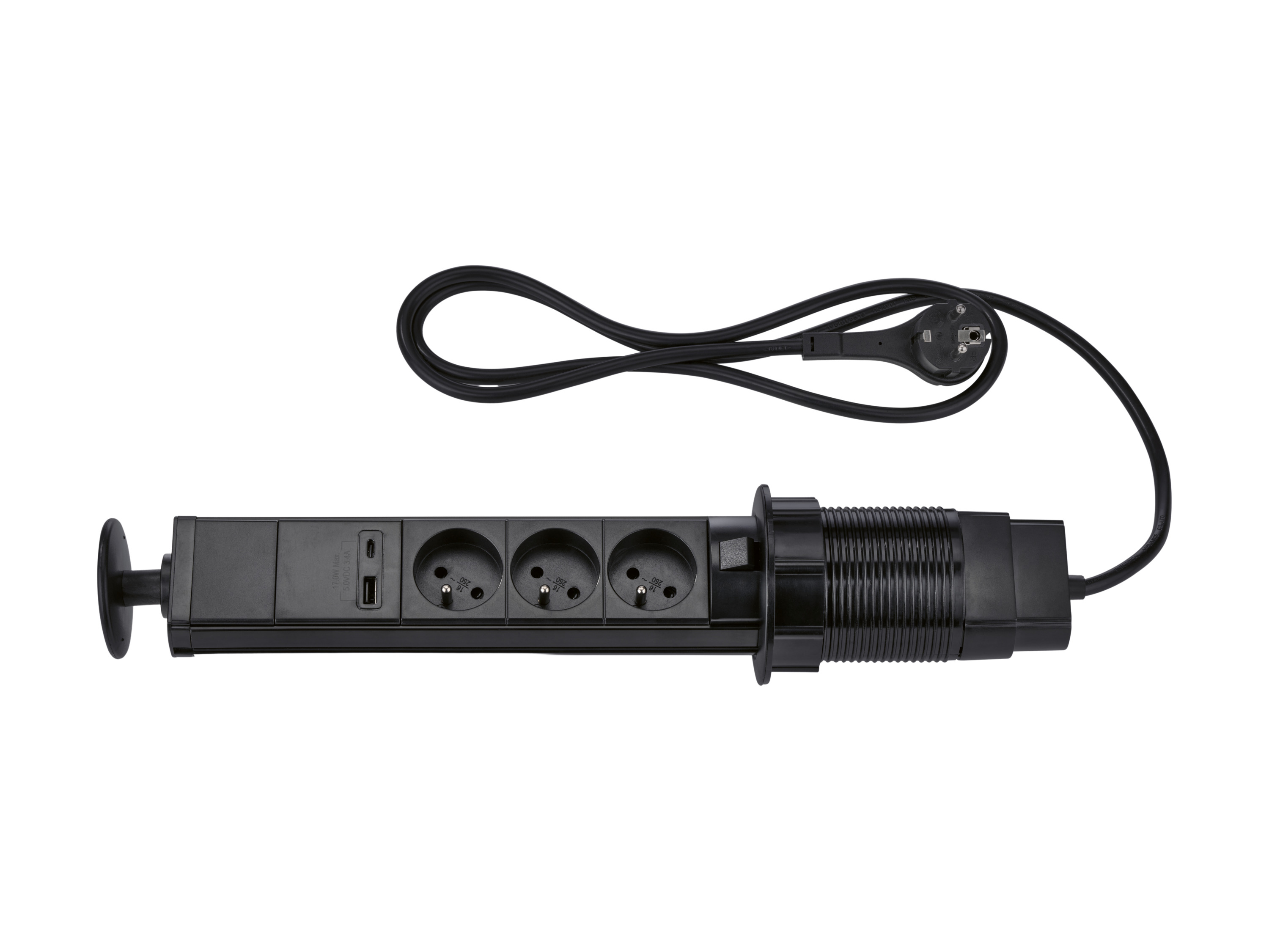 TRONIC® Zásuvková lišta (stolná zásuvková lišta, čierna)