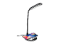 Moderná stolová lampa s bezdrôtovou nabíjačkou pre telefón.