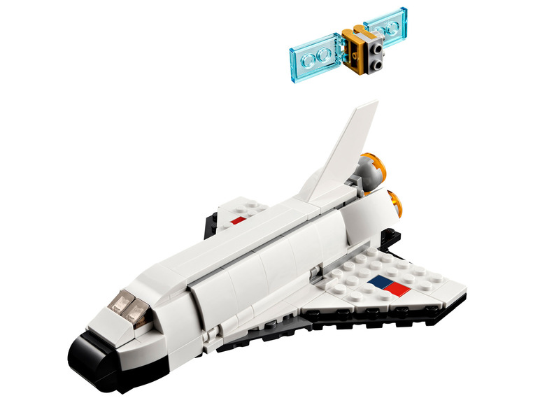 LEGO vesmírna raketoplán s družicou.