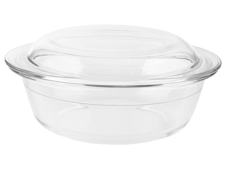 Priehľadná sklenená miska s pokrievkou