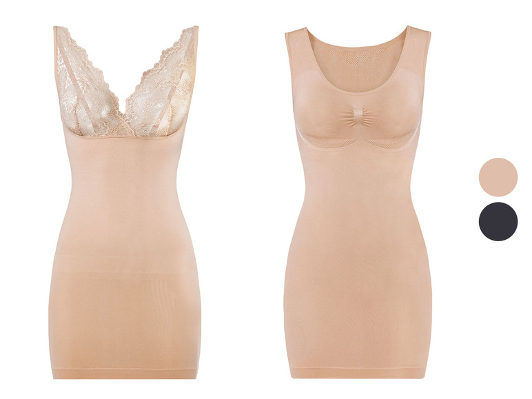 Dve bezšvové body, jedna s čipkou a jedna s vstavanou podprsenkou.