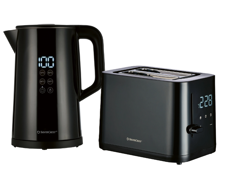 SILVERCREST® Rýchlovarná kanvica s digitálnym displejom + Digitálny hriankovač Premium