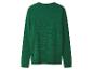 Zelený sveter s dlhými rukávmi s okrúhlym výstrihom, rebrovanými manžetami a lemom.