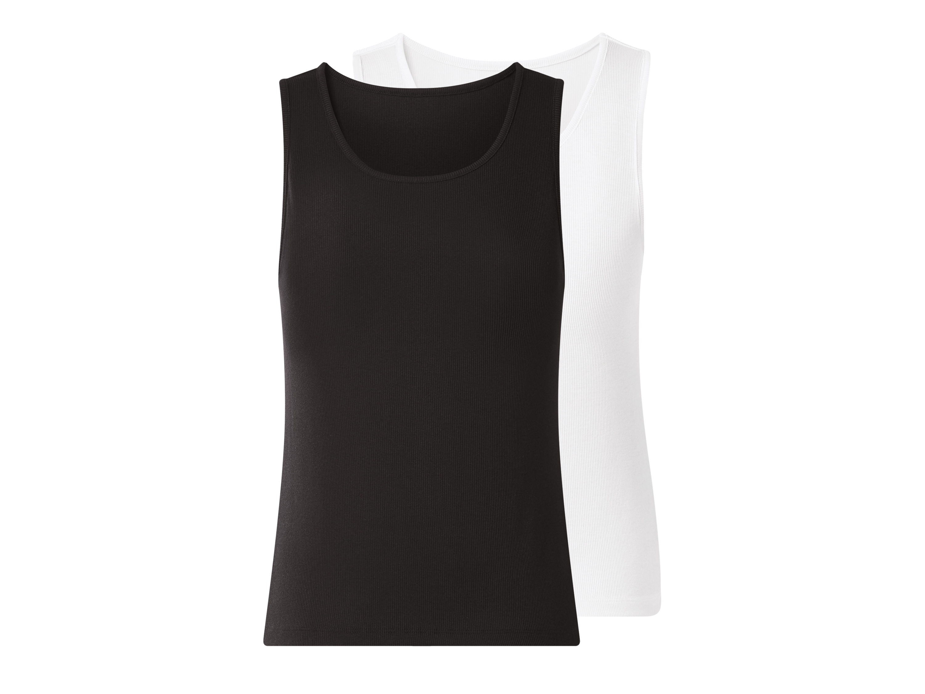 ESMARA® Dámsky rebrovaný top, 2 kusy (čierna/biela, S (36/38))