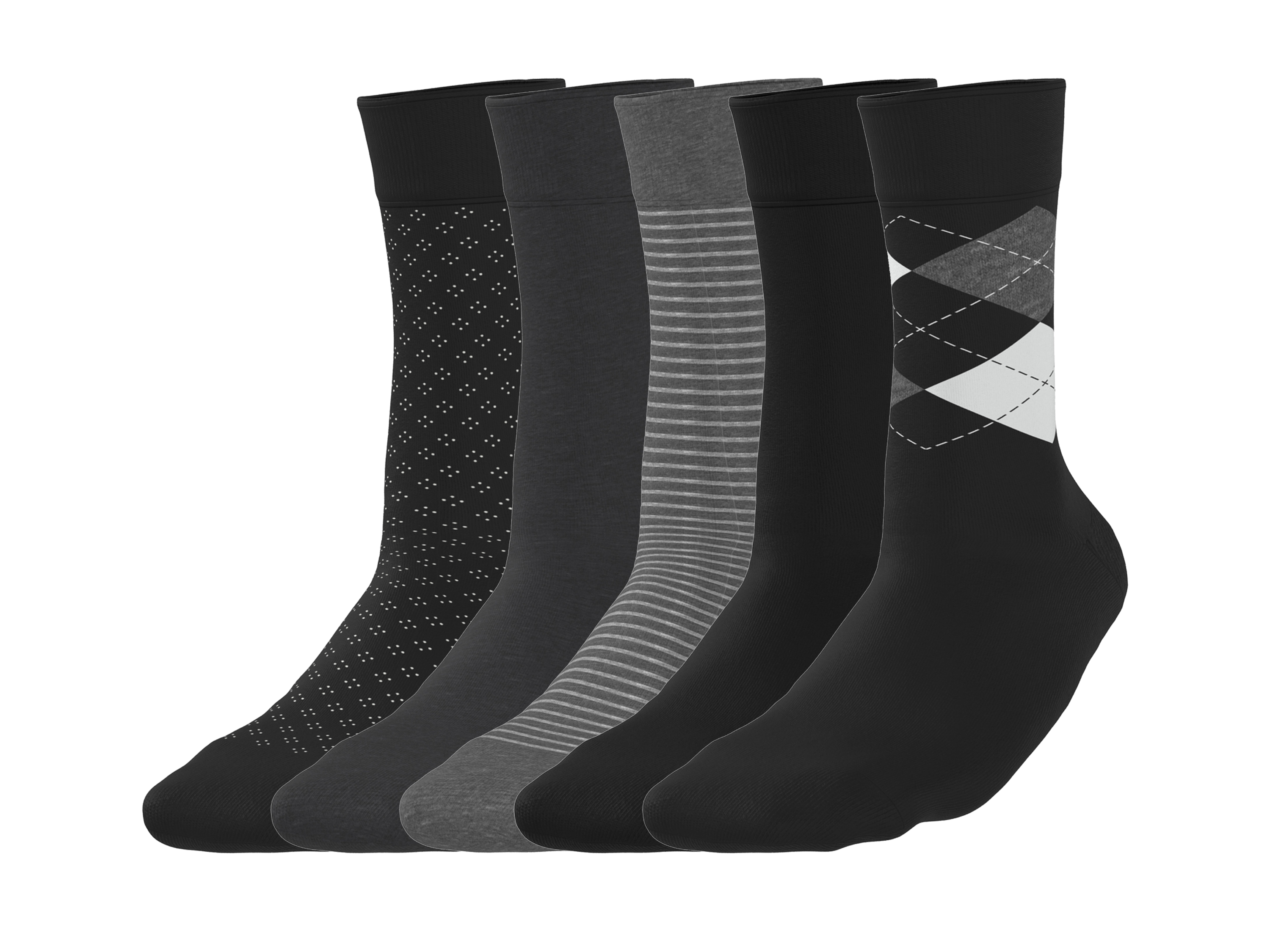 E-shop esmara® Pánske ponožky, 5 párov (čierna/sivá, 39-42)