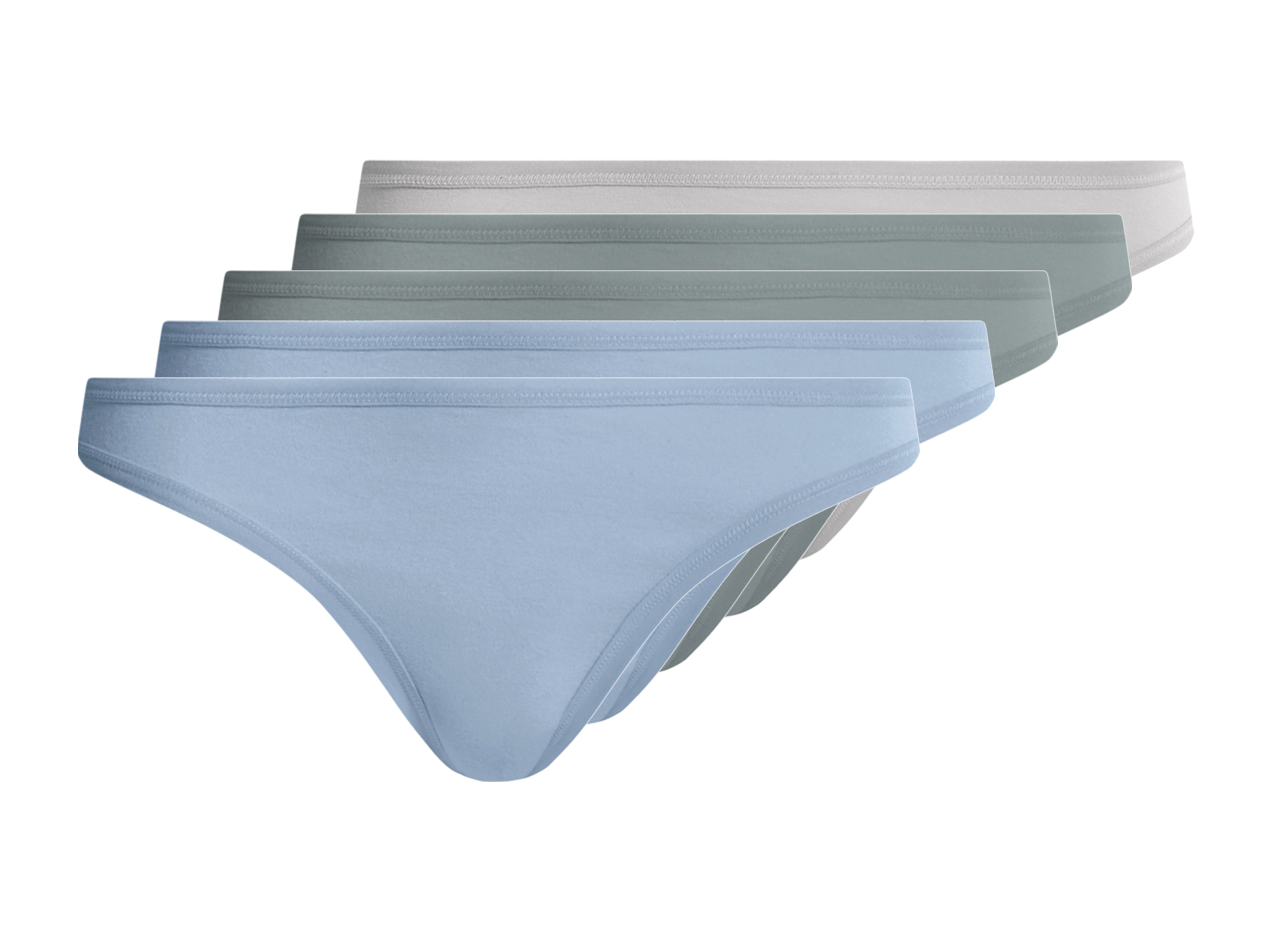 ESMARA® Dámske tangá, 5 kusov (zelená/modrá/sivá, XL (48/50))