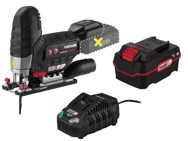 PARKSIDE PERFORMANCE® Aku priamočiara píla 20 V PSSPA 20-Li F4 + Akumulátor 20 V/4 Ah + Rýchlonabíjačka 20 V/4,5 A +