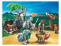 Dva Playmobil rytieri so zbraňami a pokladnicou.