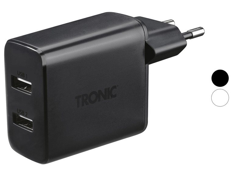 Prejsť na zobrazenie na celú obrazovku: TRONIC® Dvojitá USB nabíjačka USB-A TWL 24 A2, 24 W – obrázok 1
