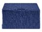 Tmavomodrá pletená úložná škatuľa s vekom.