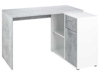LIVARNO home Písací stôl so skrinkou, biela farba s imitáciou betónu
