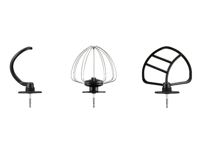 Tri nadstavce na mixér: hák na cesto, metlička a plochý šľahač.