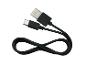 Čierny USB-A na USB-C nabíjací kábel stočený do tvaru osmičky.