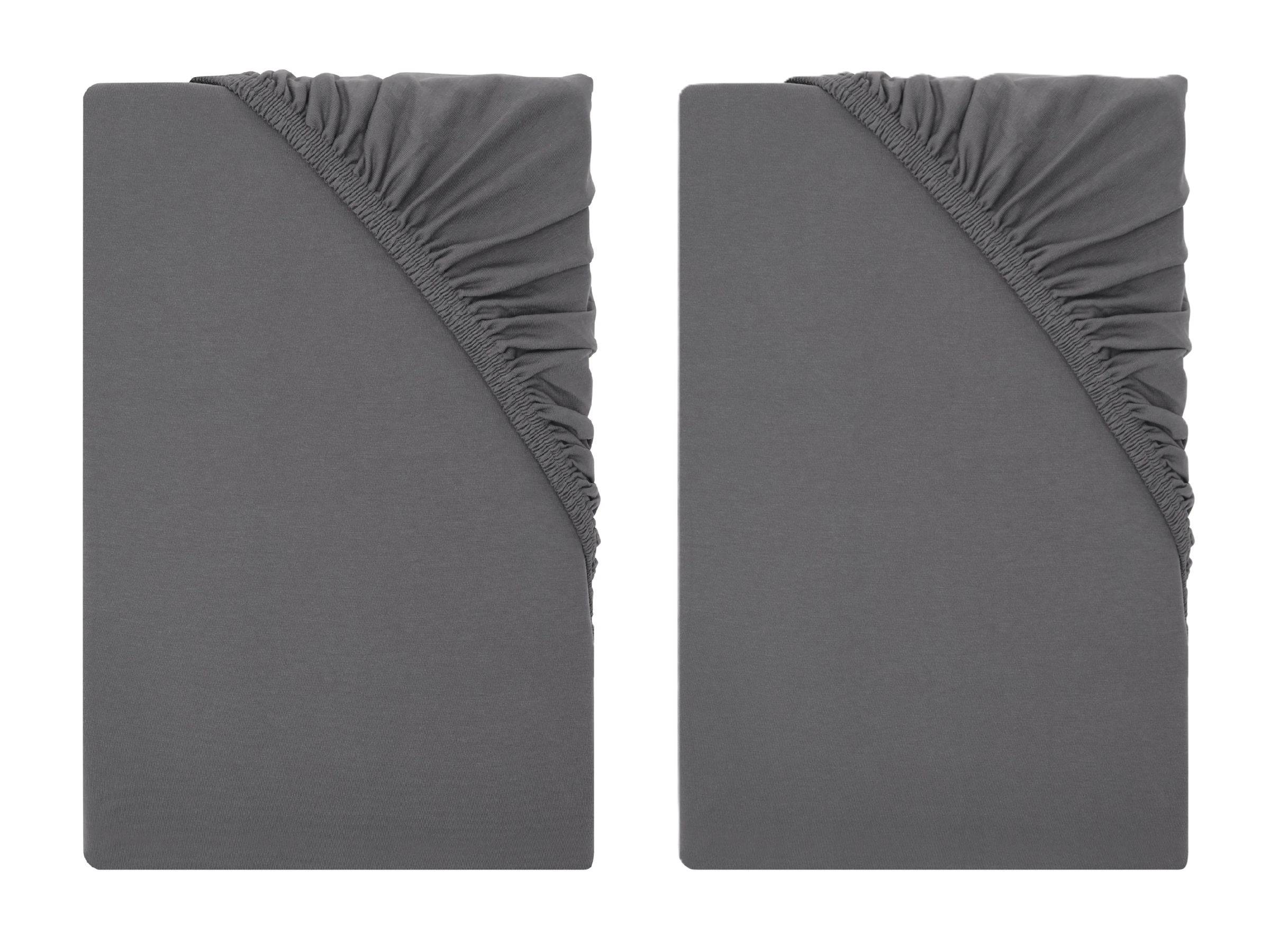 LIVARNO® Napínacia džersejová plachta, sivá, 90 – 100 x 200 x 25 cm, 2 kusy