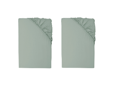 LIVARNO® Napínacia plachta z bambusovej viskózy Premium, 90 – 100 x 200 cm, zelená, 2 kusy