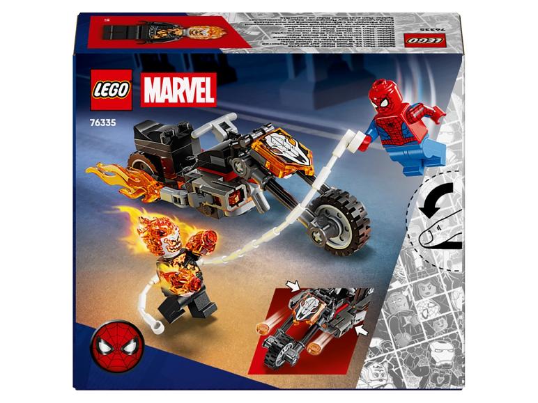 Sada Lego Marvel 76335 so Spider-Manom, Ghost Riderom a jeho plamennou motorkou.