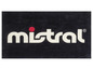 Logo značky Mistral s červeným bodom.